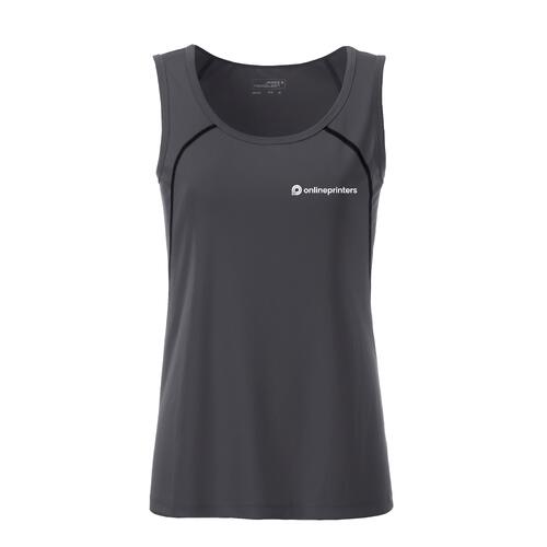 M�rkegr� polyester sportstop til damer.