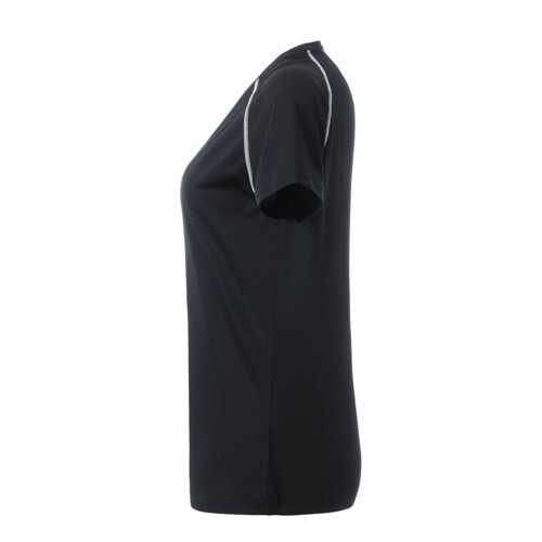 Sort og hvid polyester T-shirt til damer.