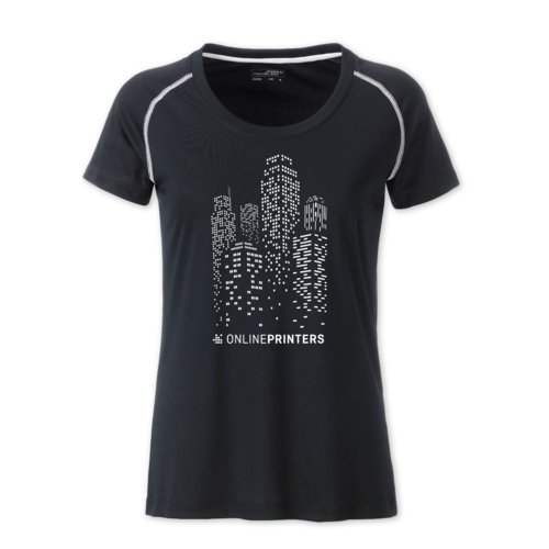 Sort og hvid polyester T-shirt til damer, ndbar.