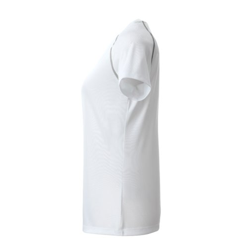Hvid polyester T-shirt til damer med korte rmer.