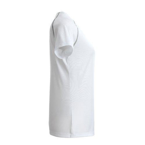 Hvid polyester T-shirt til damer med korte rmer.