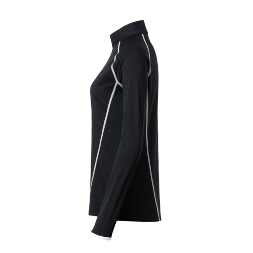 Sort polyester dame langrmet trje med sporty snit.