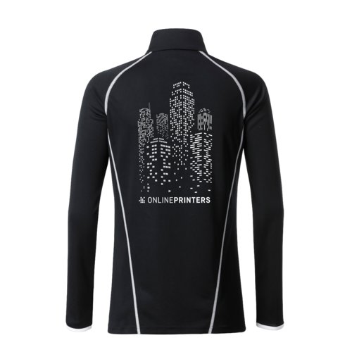 Sort og hvid polyester langrmet trje til damer.