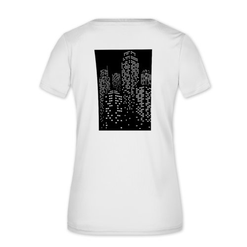 Hvid polyester T-shirt med V-udskring til damer.