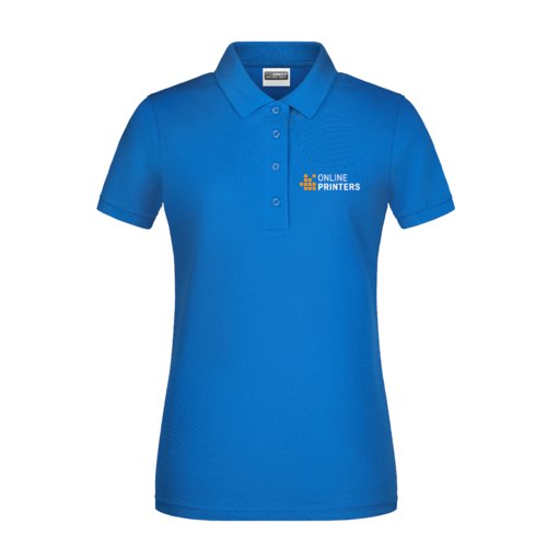 Kongebl dame polo shirt i bomuld med kort knapstolpe.