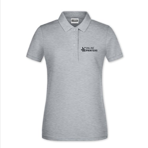 Grmeleret dame polo shirt i bomuld med knapstolpe.