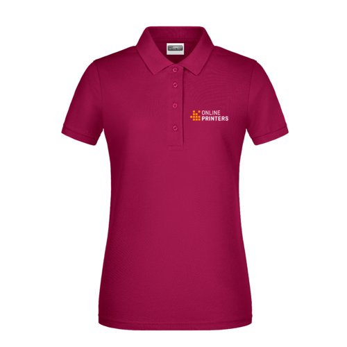 Burgundy bomulds polo shirt til kvinder med kort knapstolpe.