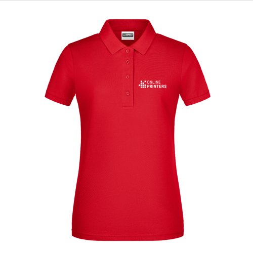 Rd bomulds polo shirt til damer med korte rmer.
