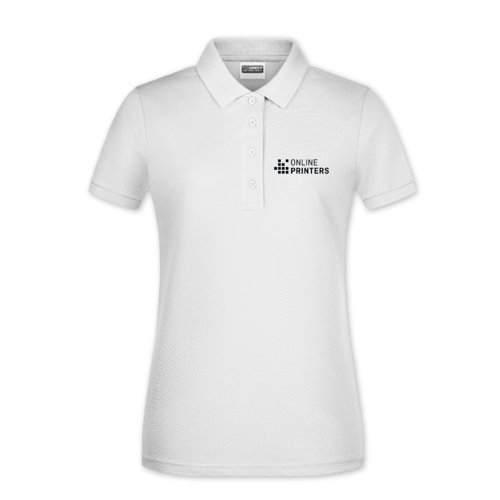 Hvid bomulds polo shirt i damemodel med knapliste.