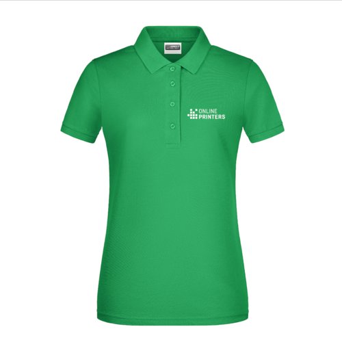 Polo shirt til damer i stof med kort knaplukning.