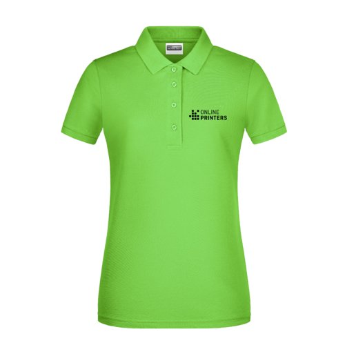 blegrn bomulds polo shirt til damer med kort knapstolpe.