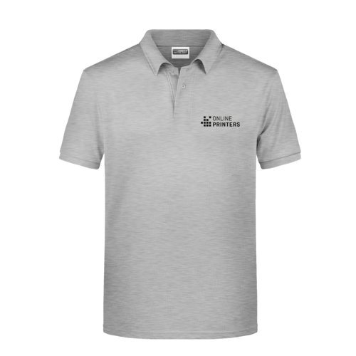 Grmeleret bomuldspoloshirt til mnd med kort knapstolpe.