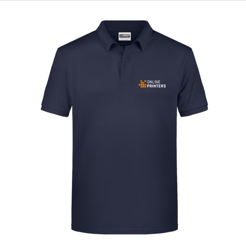 Mrkebl bomuldspoloshirt til mnd med kort knapstolpe.