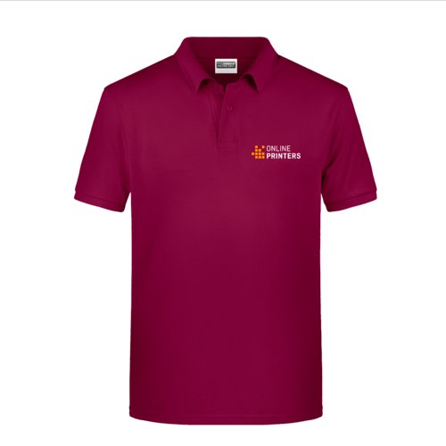 Burgundy bomuldspoloshirt til mnd med kort knaplukning.