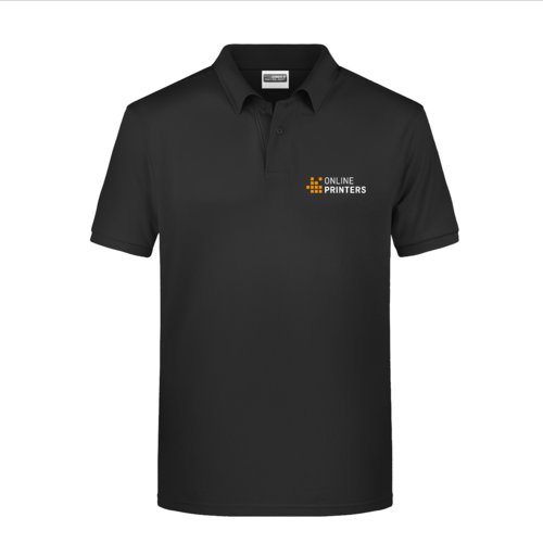 Sort bomulds polo shirt til mnd med kort knaplukning.