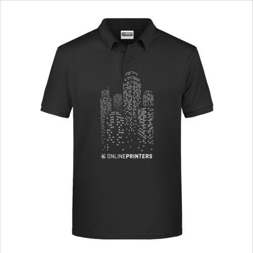 Sort bomulds polo shirt med korte rmer og knaplukning.
