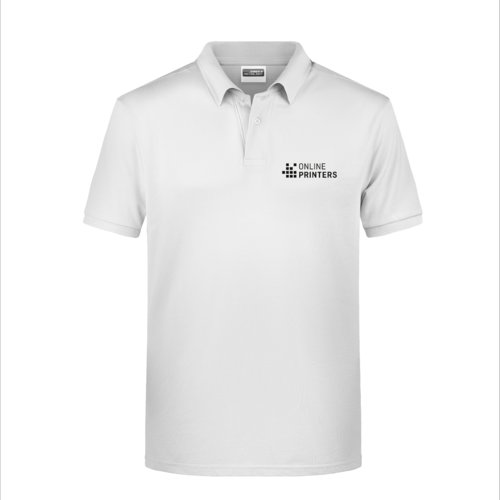 Hvid bomulds polo shirt til mnd med kort knapstolpe.