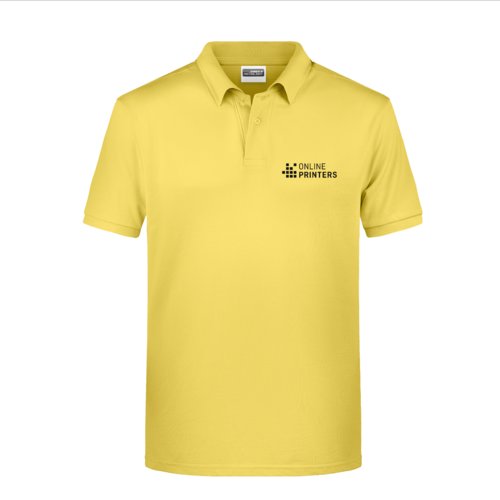 Gul bomulds polo shirt med kort knapstolpe.
