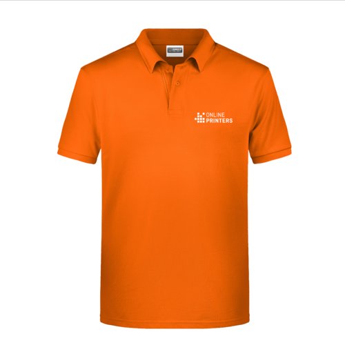 Orange bomuldspoloshirt til mnd med kort knaplukning.