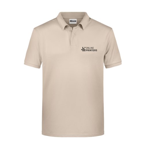 Beige bomulds polo shirt til mnd med korte rmer.