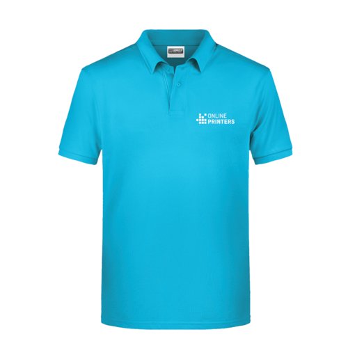 Turkis bomulds polo shirt til mnd med kort knaplukning.