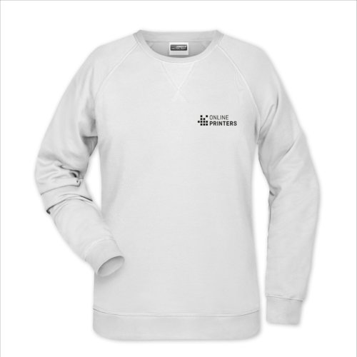 Hvid bomuld-polyester dame sweatshirt med lange rmer.
