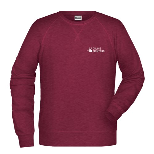 Burgunderfarvet sweatshirt til mnd i bomulds-polyesterblanding med rund hals.