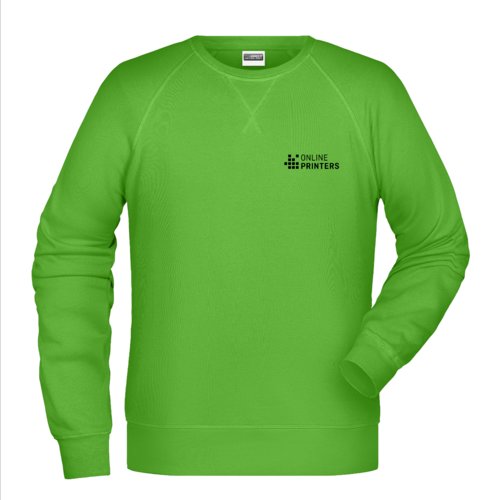 blegrn bomulds-polyester sweatshirt til mnd med lange rmer.