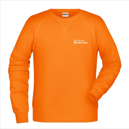Orange bomulds-polyester sweatshirt til mnd med lange rmer.