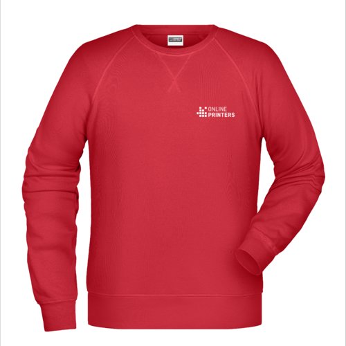Rd bomulds-polyester herre sweatshirt med lange rmer.
