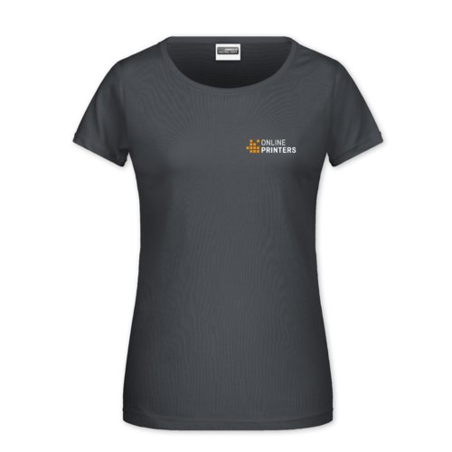 Mrkegr bomulds-T-shirt til damer med korte rmer.