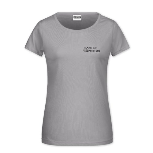 Lysegr bomulds T-shirt til kvinder med korte rmer.