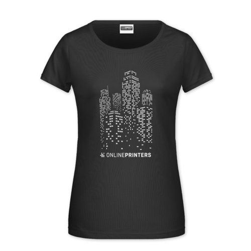 Sort bomulds-T-shirt til kvinder med korte rmer.