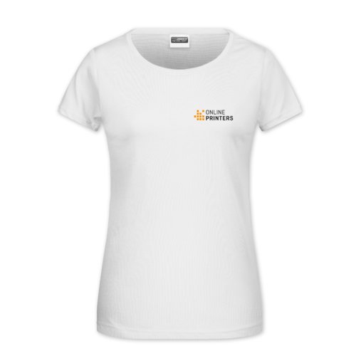 Hvid bomulds T-shirt til damer med korte rmer.