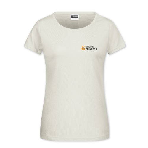 Beige bomulds T-shirt til damer med korte rmer.