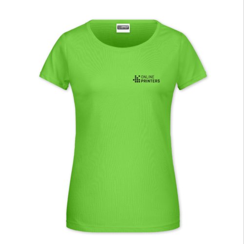blegrn bomulds T-shirt til damer med rund hals og korte rmer.