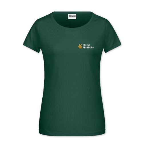 Grn dame T-shirt i bomuld med korte rmer.