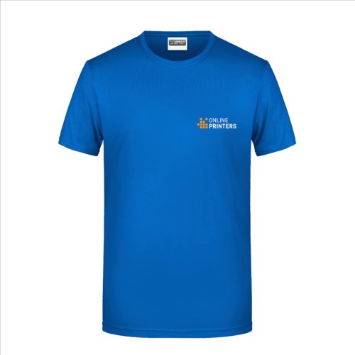 Kongebl bomulds-T-shirt til mnd med korte rmer.