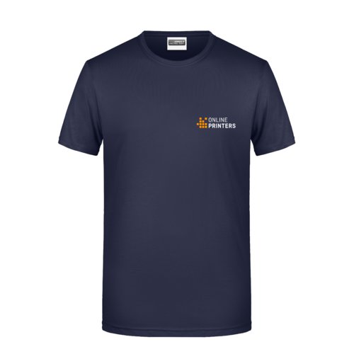 Mrkebl bomulds-T-shirt til mnd med korte rmer.