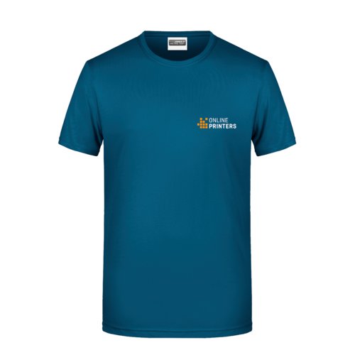 Petrolfarvet bomulds T-shirt til mnd med korte rmer.