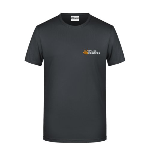 Sort bomulds-T-shirt til mnd med korte rmer.