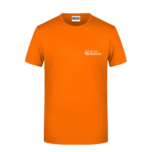 Orange bomulds T-shirt til mnd med korte rmer.