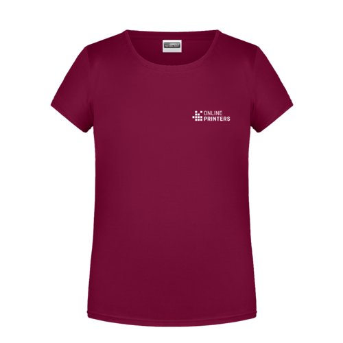 Burgunderfarvet bomulds-T-shirt til piger med korte rmer.
