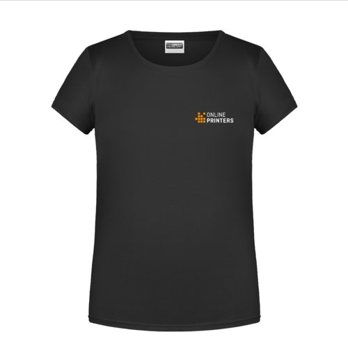 Sort bomulds T-shirt til piger med korte rmer.