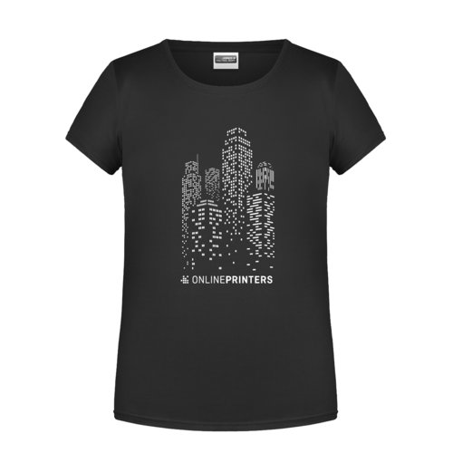 Sort bomulds T-shirt til piger med korte rmer.