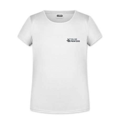 Hvid bomulds T-shirt til piger med korte rmer.