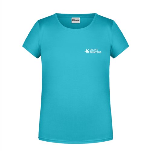 Turkis bomulds-T-shirt til piger med korte rmer.
