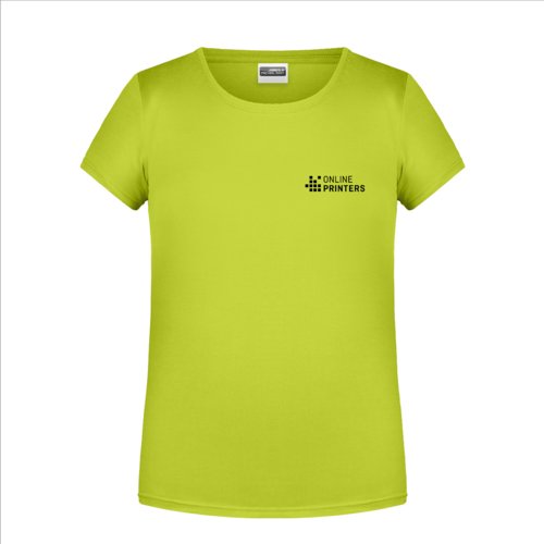 Neongul bomulds-T-shirt til piger med korte rmer.