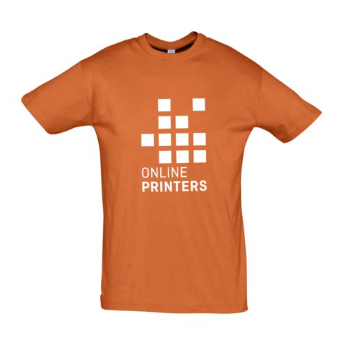 Orange bomulds T-shirt med korte ærmer og rund hals.
