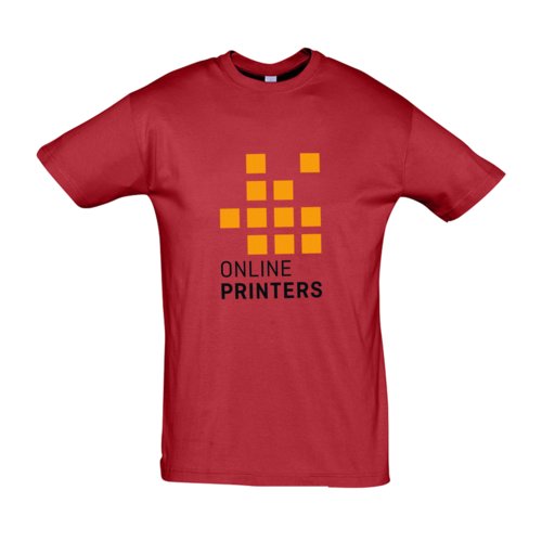 Rød bomulds T-shirt, unisex, med korte ærmer.